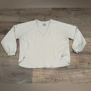URBAN OUTFITTERS Womens Cream Cozy‎ V-Neck Sweater Lagenlook Boho Size Small